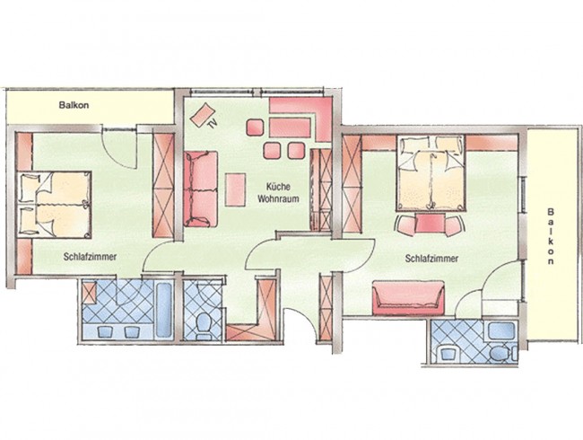 Skizze Appartement Rettenstein für 2 bis 6 Personen